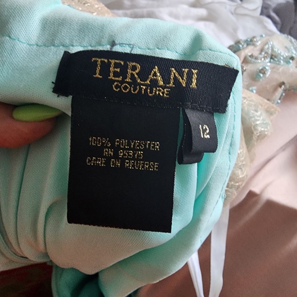 Terani Couture Blue Rhinestone Prom Dress Size 12 Backless - Picture 10 of 10